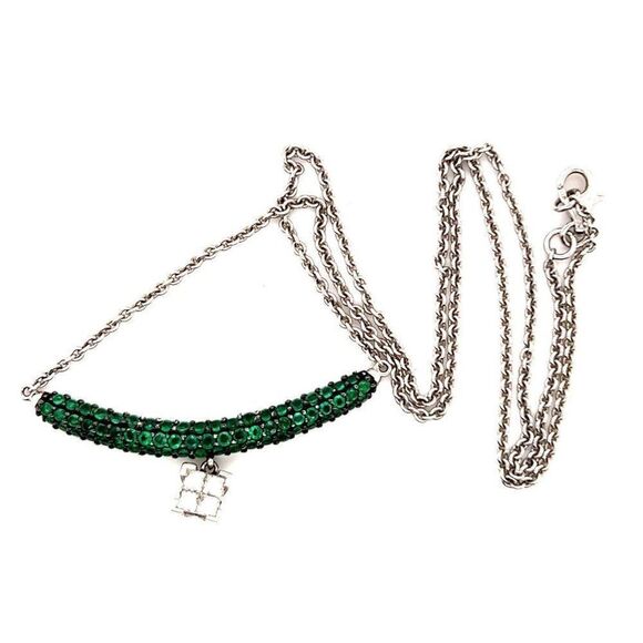 Stunning 14k Green Diopside & Diamonds Necklace - Picture 5 of 11